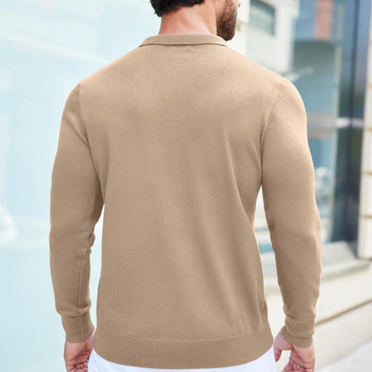 Men's Long Sleeve Knit Polo Shirt