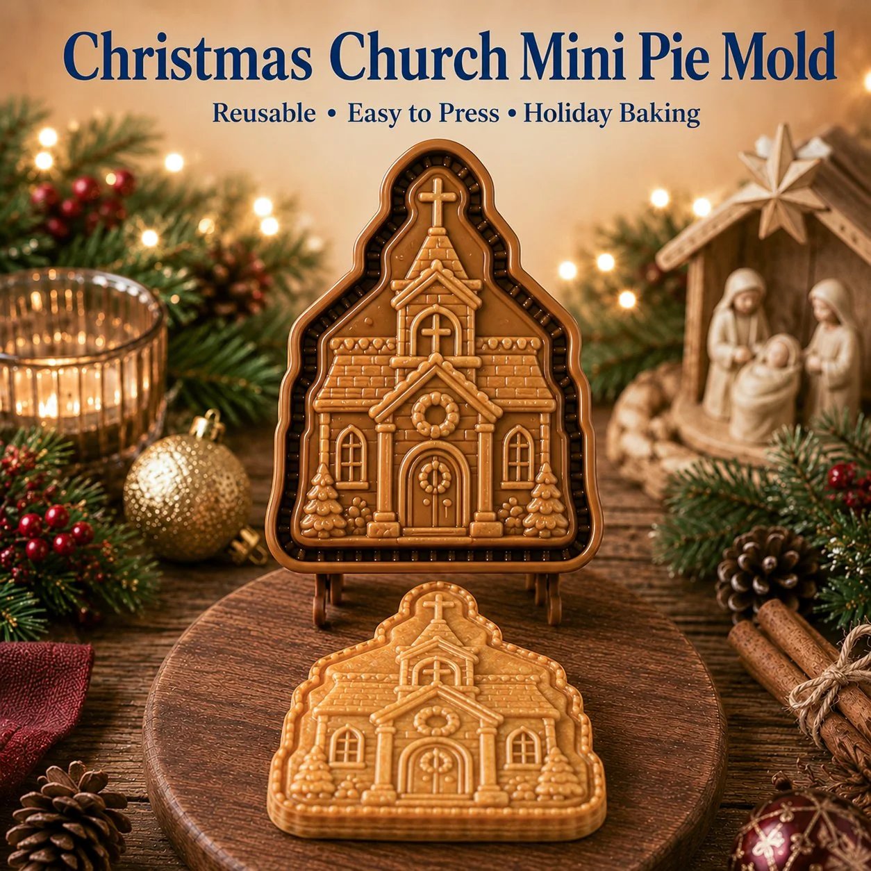 🔥LAST DAY 50% OFF - ✝️ Faith & Nativity Christmas Mini Pie Mold Collection