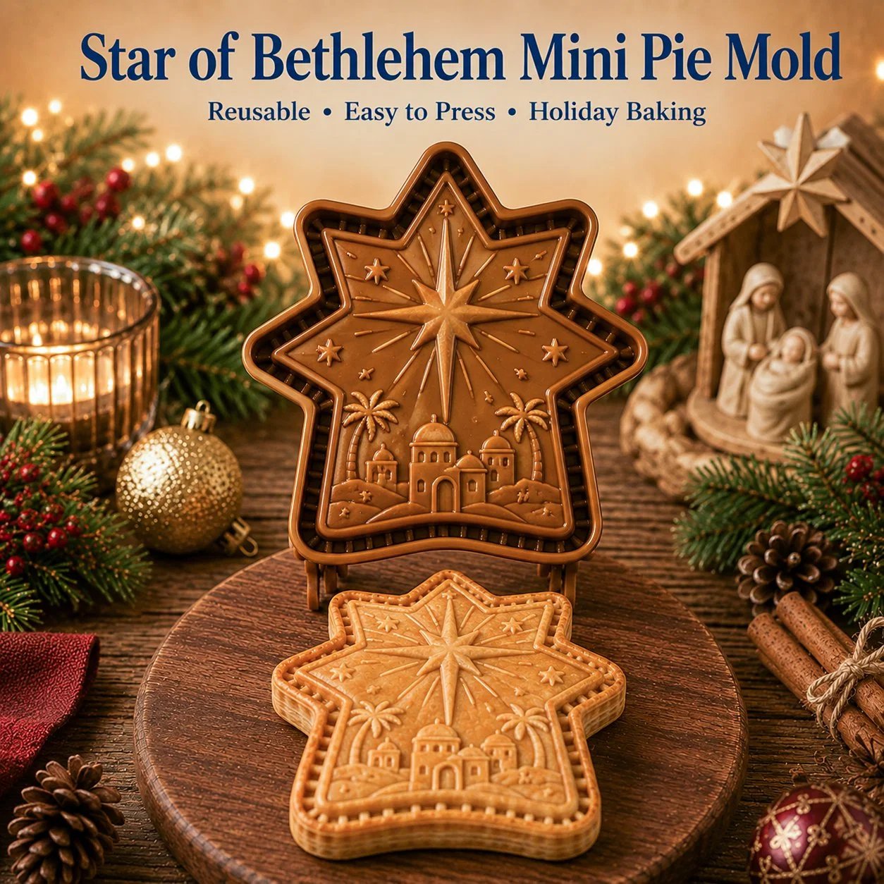 🔥LAST DAY 50% OFF - ✝️ Faith & Nativity Christmas Mini Pie Mold Collection