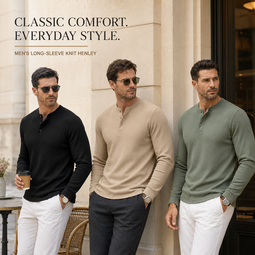 Men's Long Sleeve Knit Polo Shirt