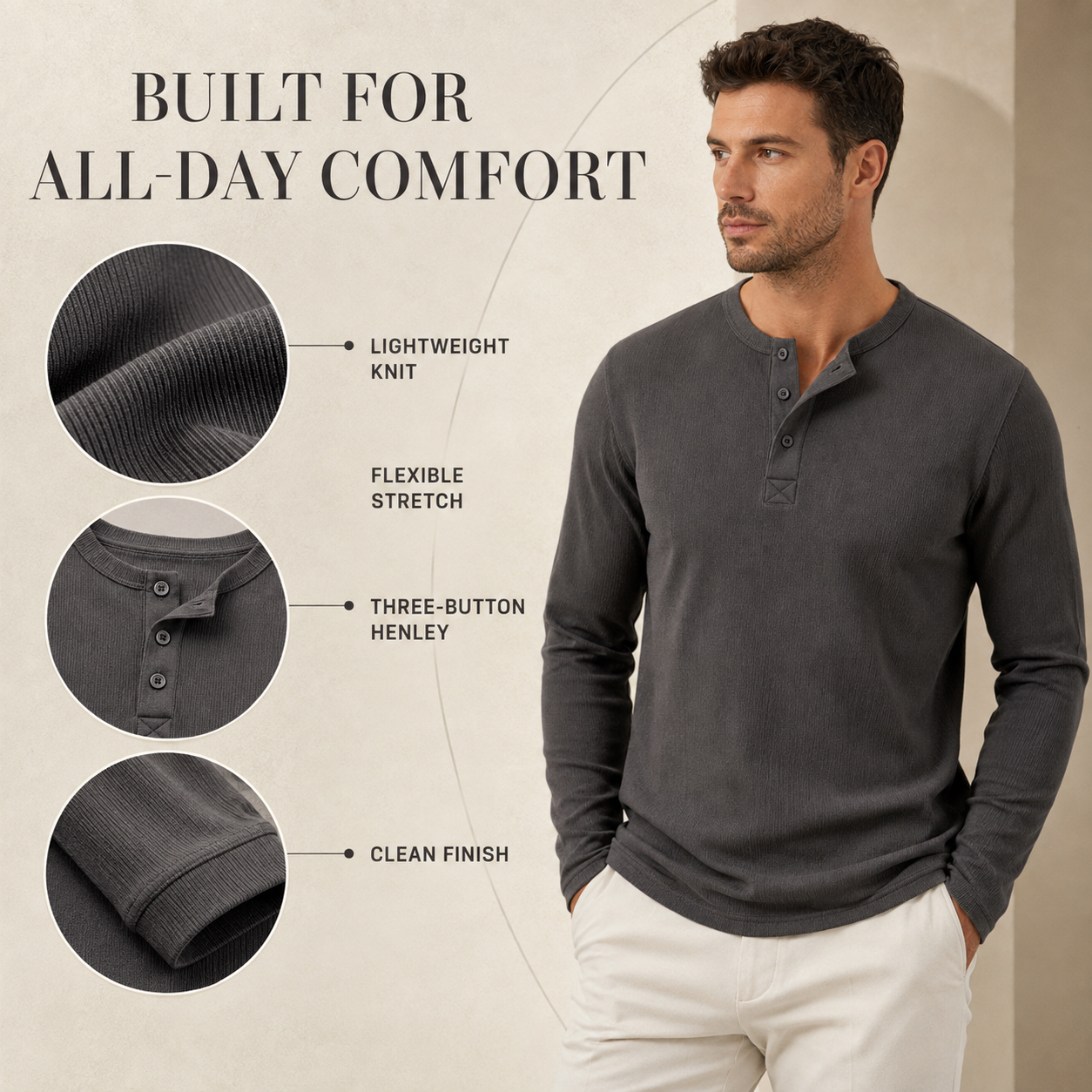 Men's Long Sleeve Knit Polo Shirt