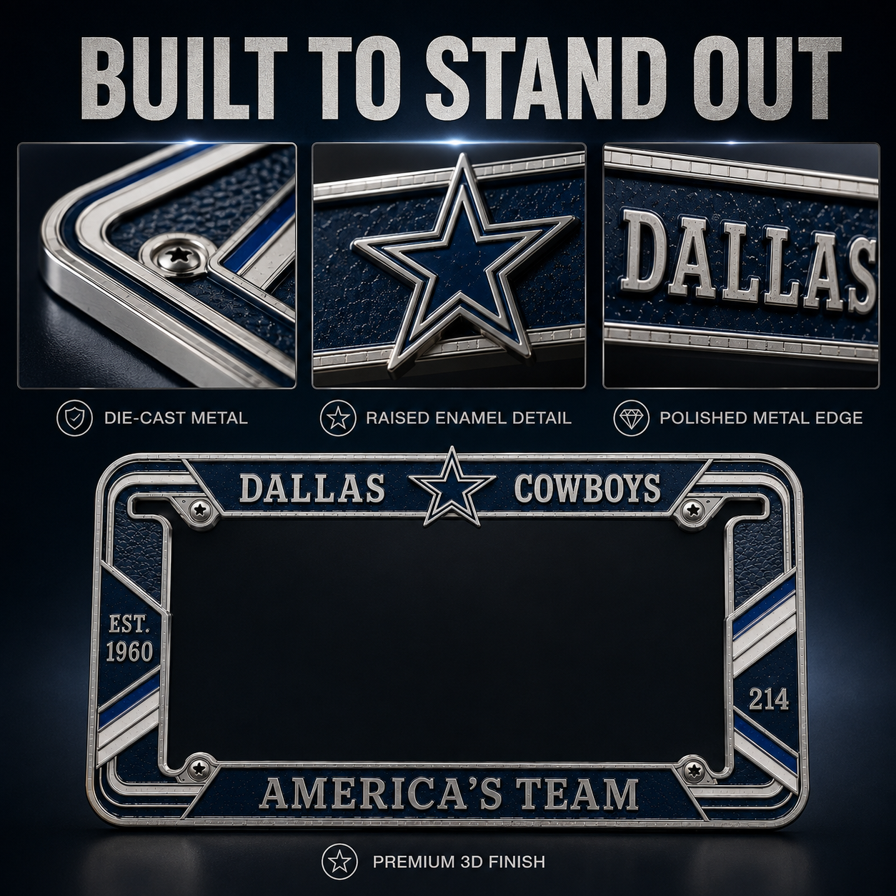 LAST DAY 49% OFF - United States Football Team Legacy 3D Metal License Plate Frame