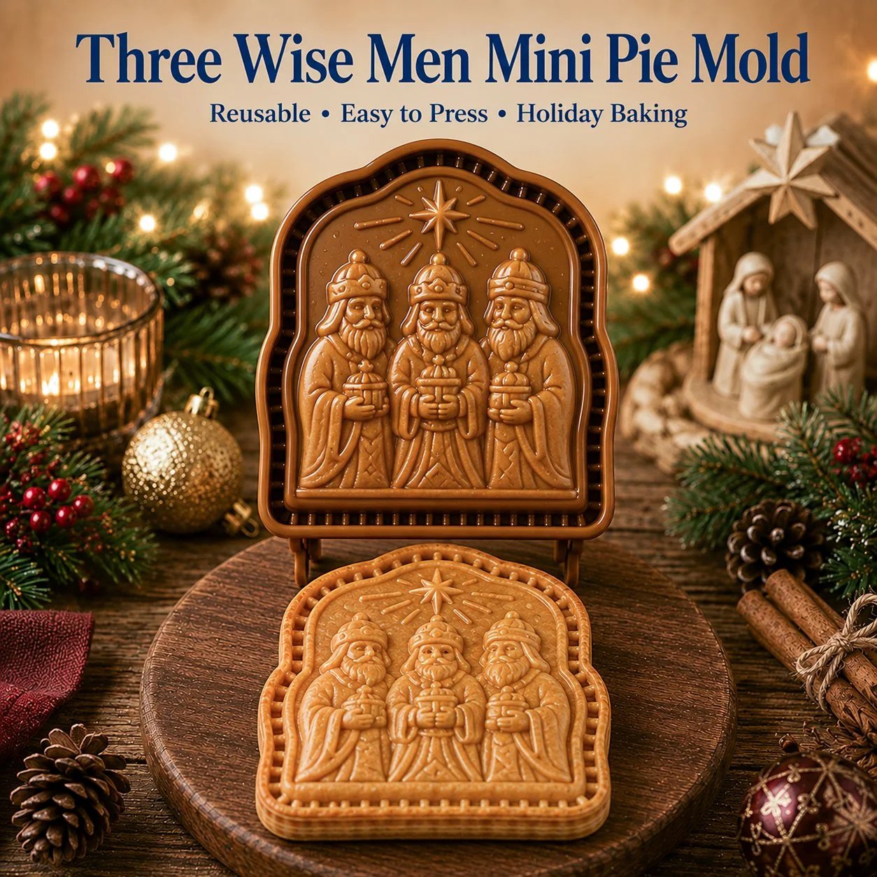 🔥LAST DAY 50% OFF - ✝️ Faith & Nativity Christmas Mini Pie Mold Collection
