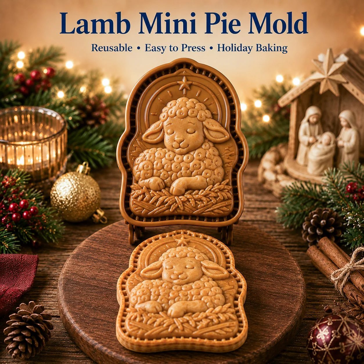 🔥LAST DAY 50% OFF - ✝️ Faith & Nativity Christmas Mini Pie Mold Collection