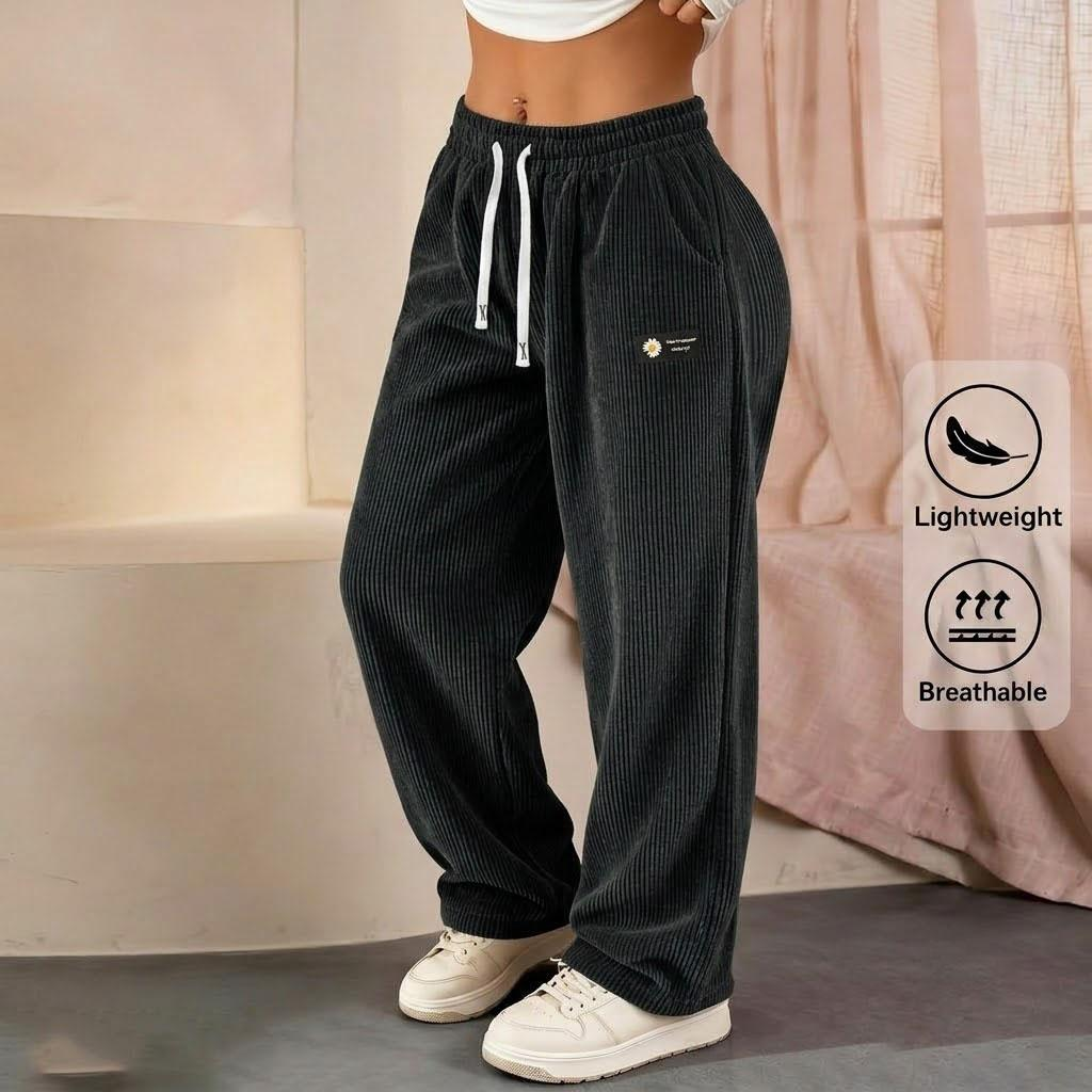 Women's 4-Pack Corduroy Pants – Straight-Leg Drawstring Casual Pants for All Seasons