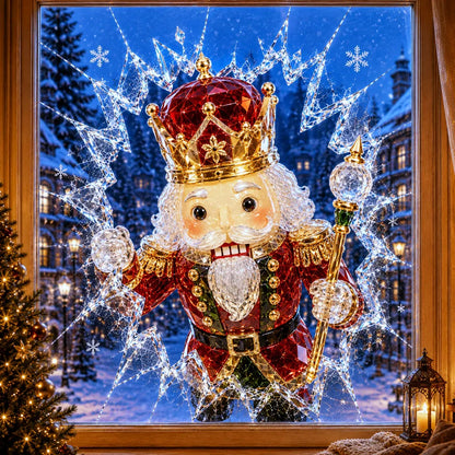 🎄Crystal Christmas Break-In Window Decal | 3D Shattered Glass Illusion with Sparkling Holiday Characters for Magical Window Decorations ✨🎅