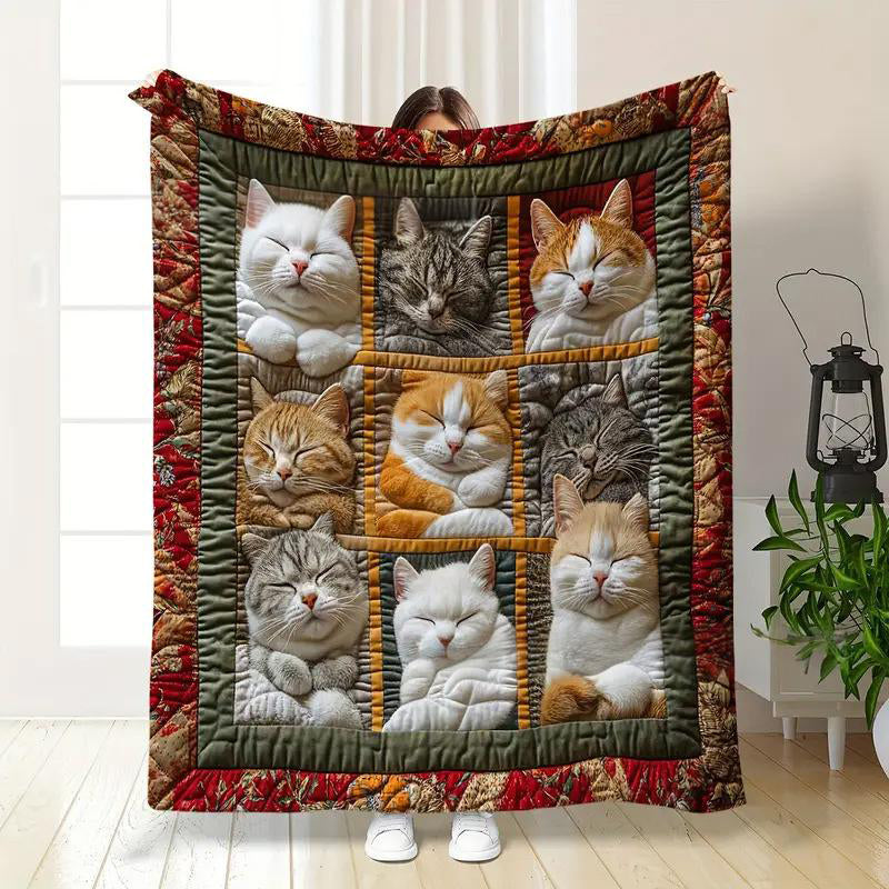 Limited Discount🐱 Cute Sleeping Cats Flannel Throw Blanket | Perfect Gift for Cat Lovers