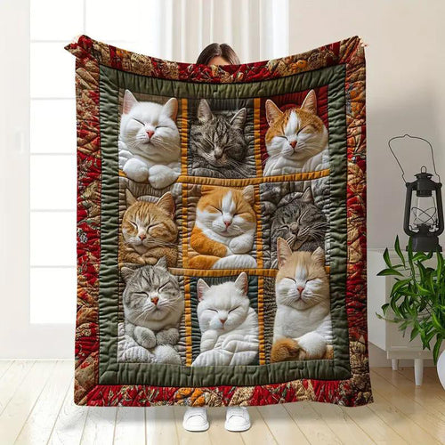 Limited Discount🐱 Cute Sleeping Cats Flannel Throw Blanket | Perfect Gift for Cat Lovers