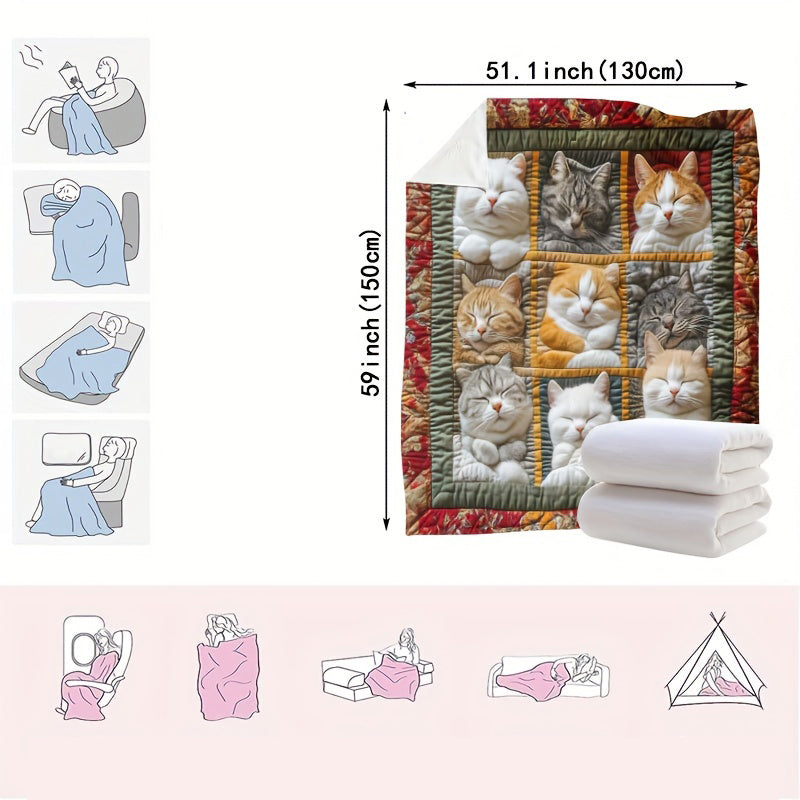 Limited Discount🐱 Cute Sleeping Cats Flannel Throw Blanket | Perfect Gift for Cat Lovers